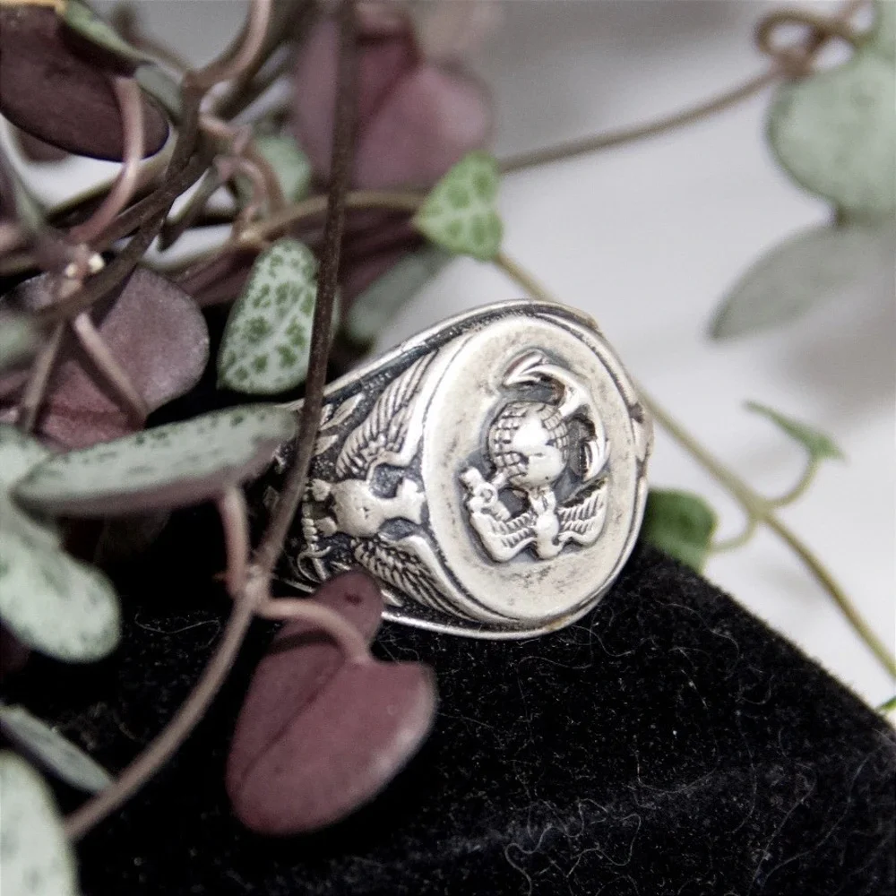 USMC Sterling Silver Class Ring US Marine Corps EGA Signet Size 9.5